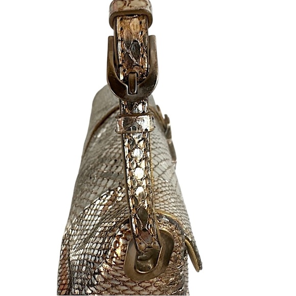 Jimmy Choo Metallic Gold Snakeskin Leather Tulita Pochette Bag - Picture 7 of 14